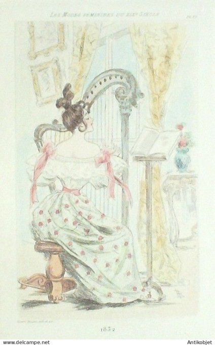 Gravure Mode Boutet (pointe seche aquarellee old Fashion plate) Pl 32-1902