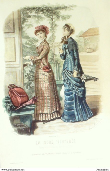 Gravure de mode La Mode illustrée 1880 n°21 (Maison Bréant-Castel)