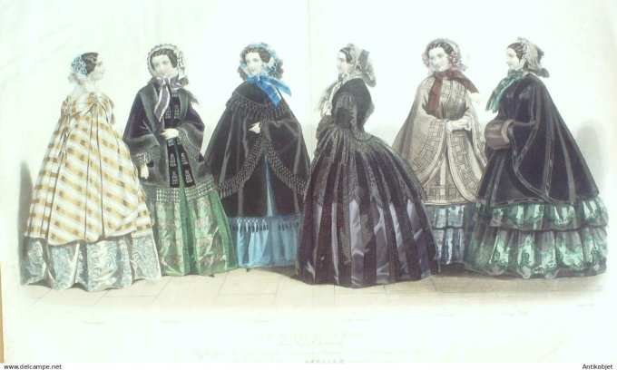 Gravure de Mode originale Modes de Paris 1855 # 104 (maison Delisle)