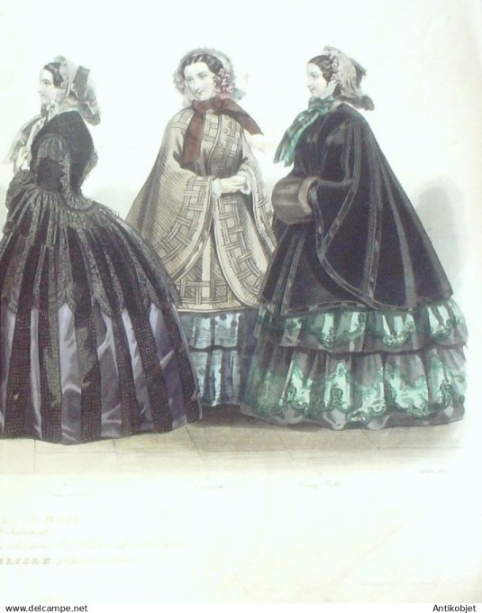 Gravure de Mode originale Modes de Paris 1855 # 104 (maison Delisle)