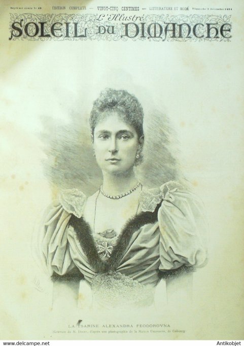 Soleil du Dimanche 1894 n°49 Russie Tsarine Alexandra Feodorovna Victor Dupuy