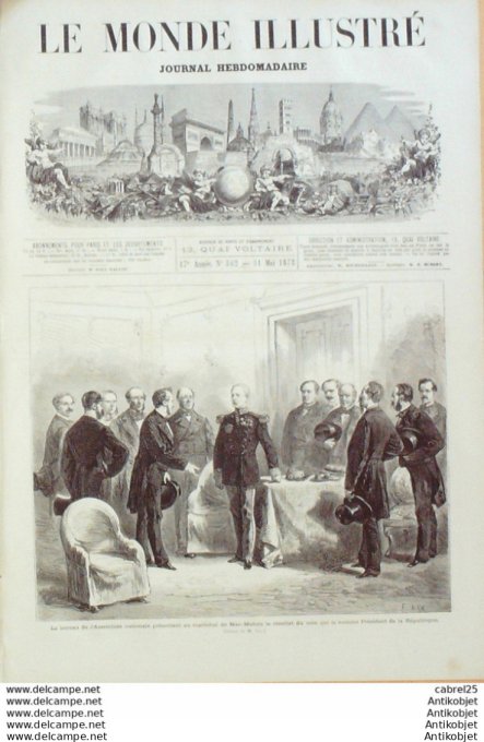 Le Monde illustré 1873 n°842 Italie Rome Vatican Maréchal Mac Mahon Suède Roi Oscar II