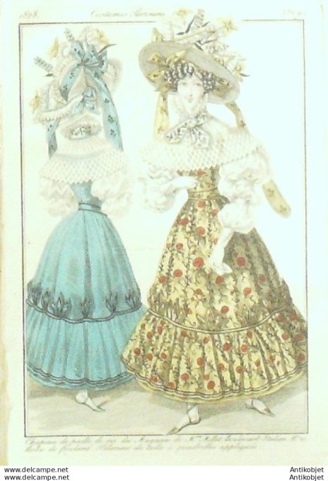 Costume Parisien 1828 # 2609 Robe de foulard pélerine de tulle