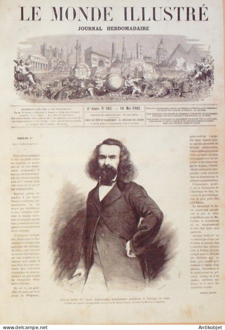 Le Monde illustré 1862 n°265 Chili Roi Auraucanie Italie Naples Sicile Espadons Caen (14) Etats-Unis