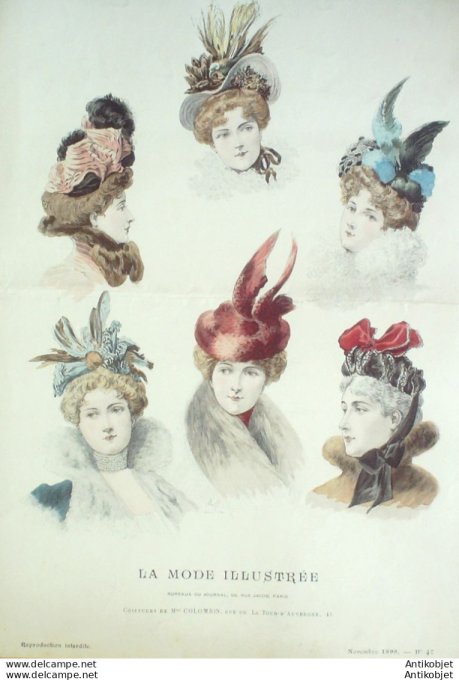 Gravure Mode illustree 1899 # 47 (Old Fashion plate) rare