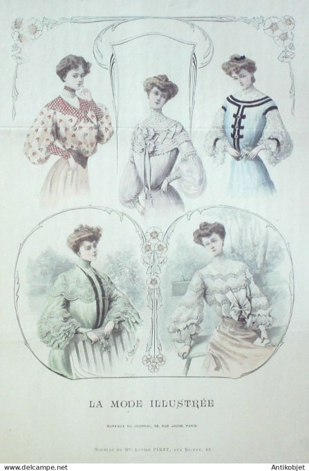 Gravure Mode illustree 1899 # 40 (Old Fashion plate) RARE