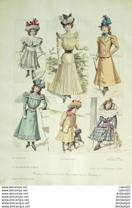 Gravure Mode Le Moniteur 1898 # 35 (Old Fashion plate)