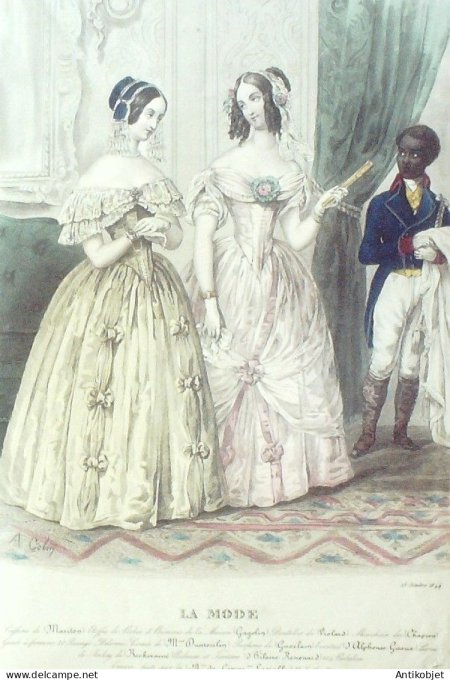Gravure La mode 1844 # 27 (aquarelle old Fashion plate)