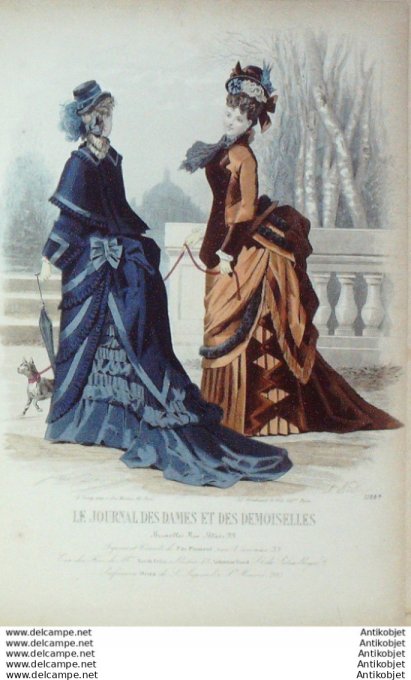 Gravure de mode Journal des Dames Demoiselles 1874 n°1188 (Maison Plument)