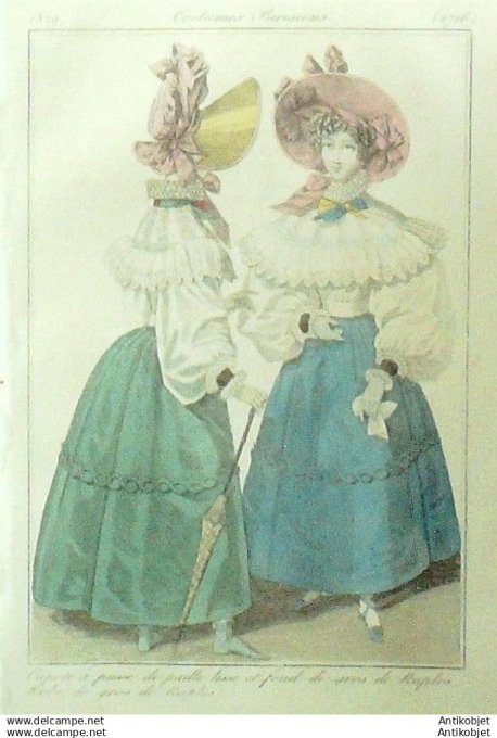 Gravure Mode Costume Parisien 1829 # 2716 (eau forte old Fashion plate