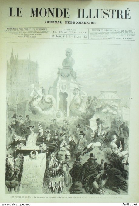 Le Monde illustré 1874 n°948 Caen (14) Ville d'Avray (92) Rouen (76) Italie Ferrare Angleterre Londr