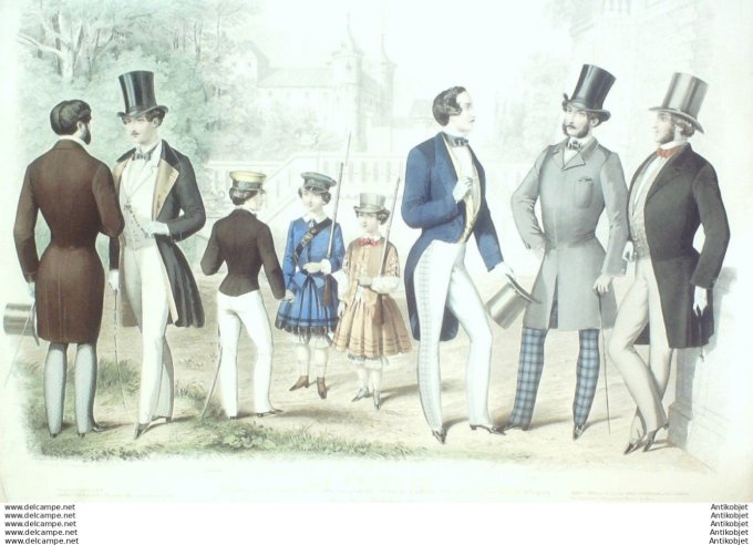 Gravure Mode Le Progres 1854- 6 (Old Fashion plate) Rare