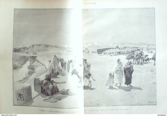 Le Monde illustré 1893 n°1914 Paquebot le Navarre Maroc Sok-El-Kemis Soudan Grodet Gounverneur