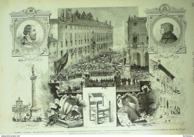 Le Monde illustré 1874 n°948 Caen (14) Ville d'Avray (92) Rouen (76) Italie Ferrare Angleterre Londr
