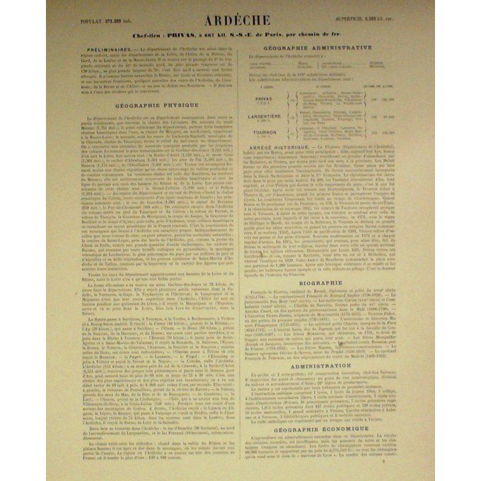 Carte ARDECHE (07) PRIVAS Graveur LECOQ WALTNER BARBIER 1868
