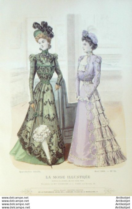 Gravure Mode illustree 1898 # 16 (Old Fashion plate) RARE