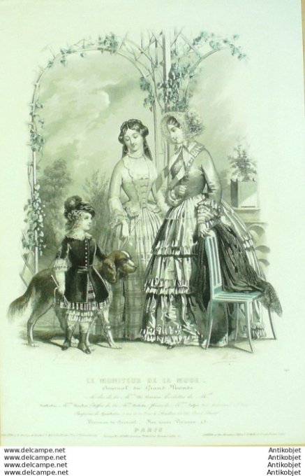Gravure Mode Le Moniteur 1854 # 291 (Old Fashion plate)