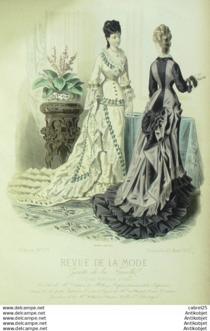 Gravure de mode La Gazette 1875 # 163 Maison Duboys