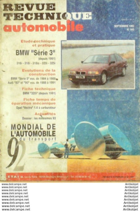 R.T Automobile Bmw série 3 Opel Vestra 1991   # 543