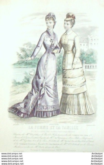 Gravure Mode La Femme & La  Famille 1878 # 09 (Old Fashion plate)