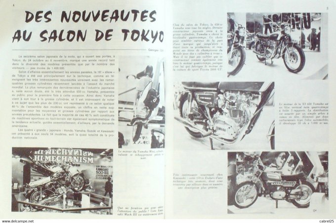 Moto Revue 1969 n° 1954 350 Enduro Kawasaki Salon de Tokyo Suzuki T350