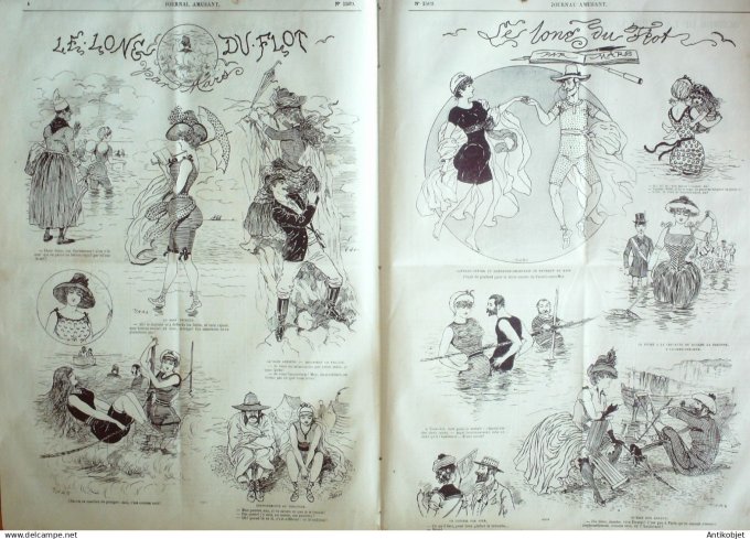Le Journal Amusant 1885 # 1509 Le long du flot par Mars, nos marins par Leonnec