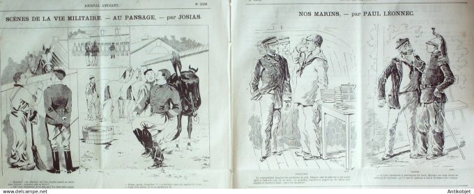 Le Journal Amusant 1885 # 1509 Le long du flot par Mars, nos marins par Leonnec