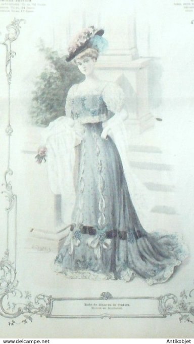 La Mode illustrée journal 1906 n° 40 Robe de dîner ou de Théâtre