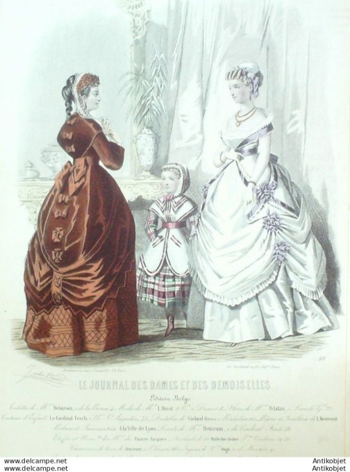 Gravure Mode J.Dames & Demoiselles 1861 # 911 (Old Fashion plate)