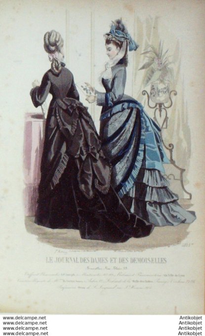 Gravure de mode Journal des Dames Demoiselles 1874 n°1205 (Maison St-Joseph)