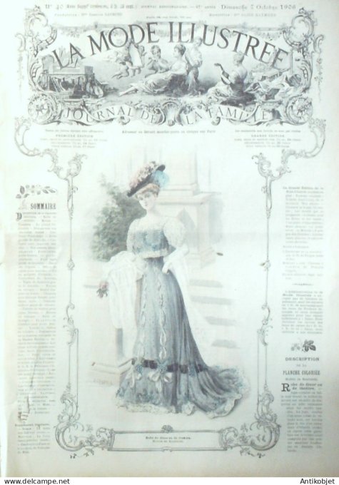 La Mode illustrée journal 1906 n° 40 Robe de dîner ou de Théâtre