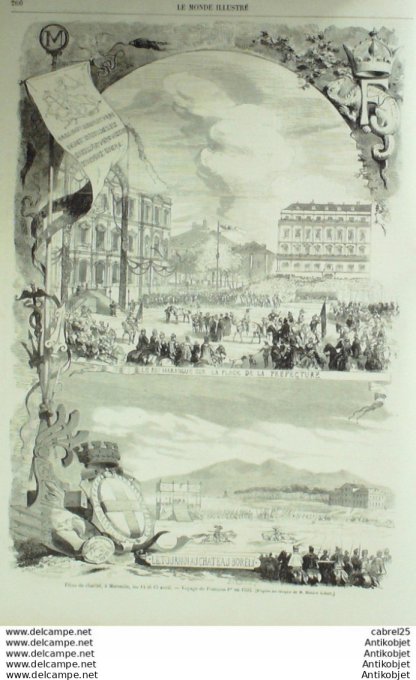 Le Monde illustré 1867 n°576 Cherbourg (50) Marseille (13) Brest (29) Espagne Madrid Rambouillet (78
