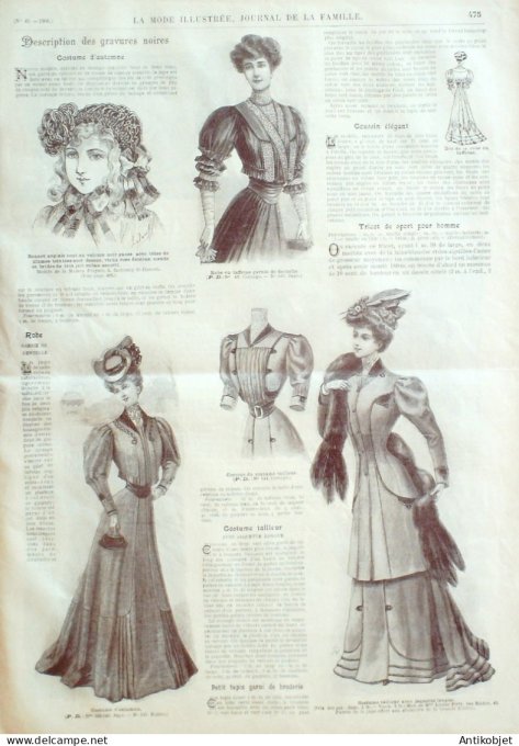 La Mode illustrée journal 1906 n° 40 Robe de dîner ou de Théâtre