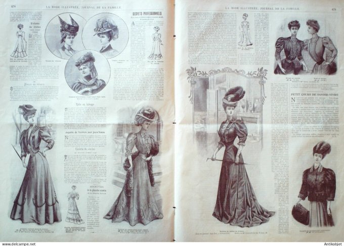La Mode illustrée journal 1906 n° 40 Robe de dîner ou de Théâtre