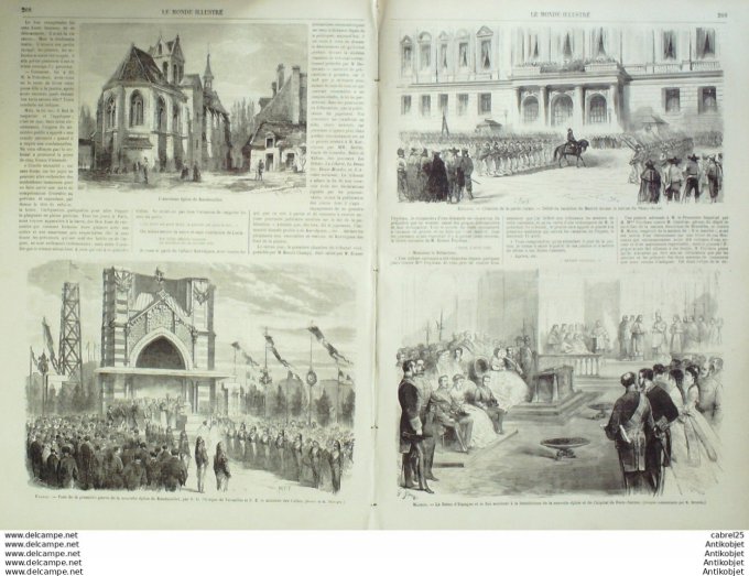 Le Monde illustré 1867 n°576 Cherbourg (50) Marseille (13) Brest (29) Espagne Madrid Rambouillet (78