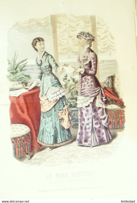 Gravure de mode La Mode illustrée 1880 n°22 (Maison Coussinet-Fladry)