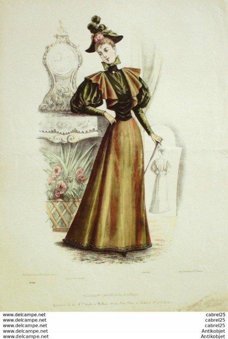 Gravure de mode Le Coquet 1892 n°17 (Maison Toche-Mellerio) Mariée T Gd format