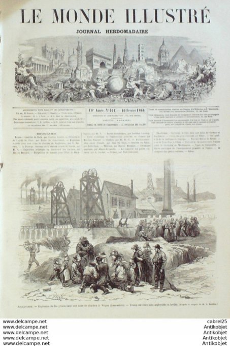 Le Monde illustré 1866 n°461 Angleterre Wigan Italie Superga US Washington Sénégal Boukakila Roi