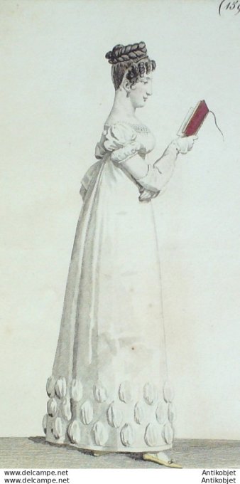 Gravure de mode Costume Parisien 1816 n°1592 Robe perkale