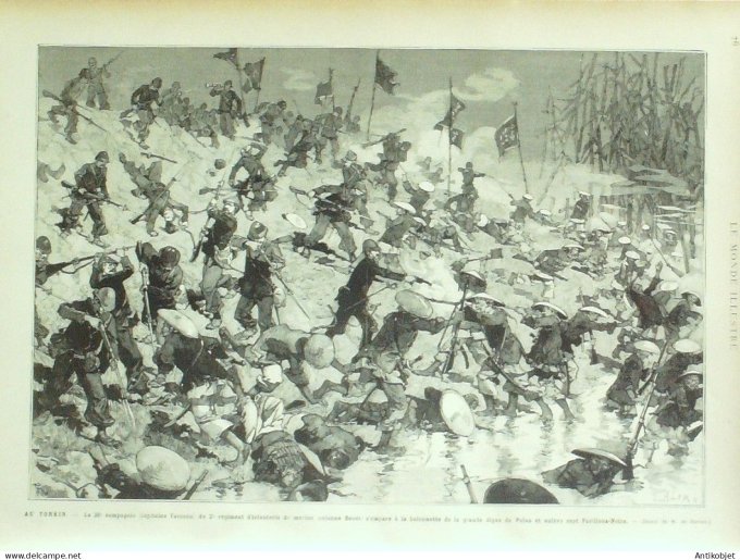 Le Monde illustré 1884 n°1401 Gustave Doré Tonkin digue de Palan Mont Saint-Michel (50)
