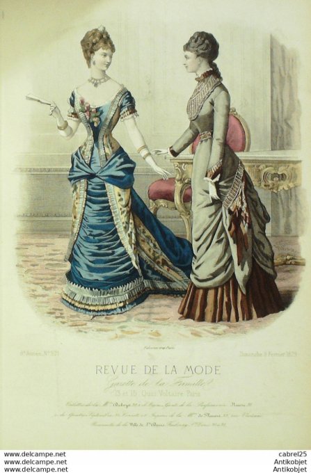 Gravure de mode Revue de la mode Gazette 1879 n°371 (Maison Duboys Plument)