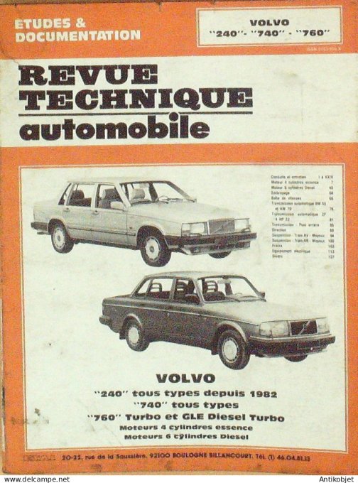 Revue Tech. Automobile 1986 n°479 Volvo 240 & 740 & 760