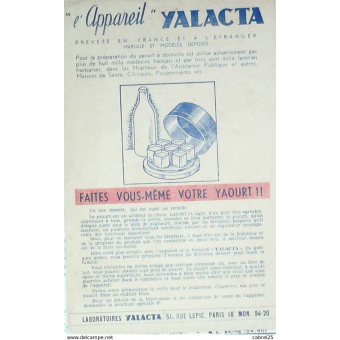 Buvard YALACTA Alimentaire