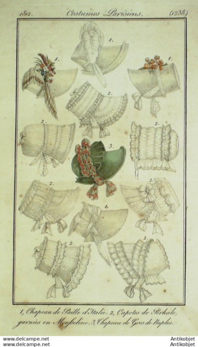 Costume Parisien 1812 # 1238 Capotes de perkale en mousseline