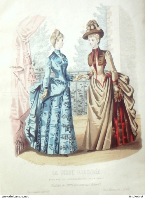 Gravure de mode La Mode illustrée 1887 n°42 (Maison Coussinet)