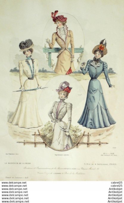 Gravure Mode Le Moniteur 1898 # 33 (Old Fashion plate)