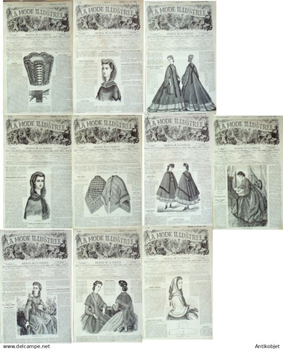 Mode illustree  1864 Lot de 10 journaux