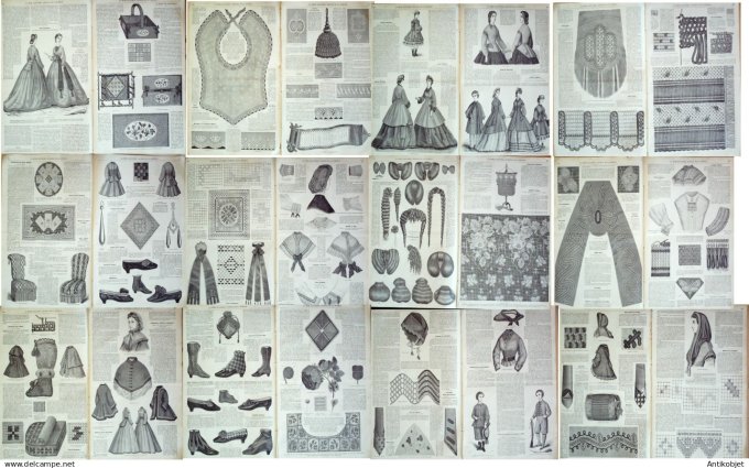 Mode illustree  1864 Lot de 10 journaux