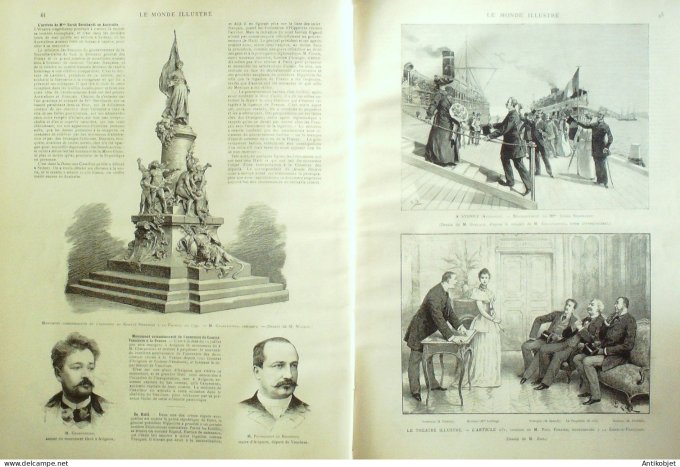 Le Monde illustré 1891 n°1790 Prague Copenhague Avignon (84) Sarah Berhardt Haïti Australie Sydney