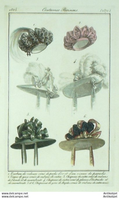Costume Parisien 1825 # 2370 Chapeaux toques turbans